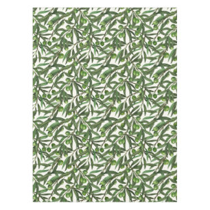 Olive branches on off white tablecloth