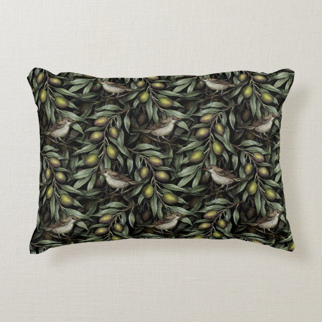 Olive Branches & Warblers Decorative Cushion (Front)