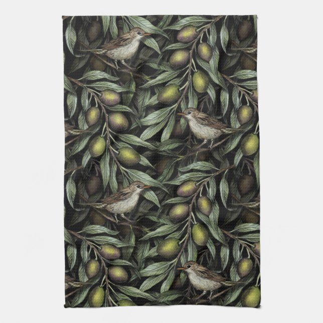 Olive Branches & Warblers Tea Towel (Vertical)