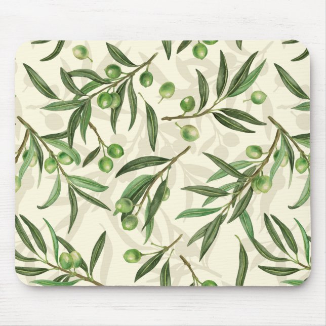 Olive branches watercolor mouse mat (Front)