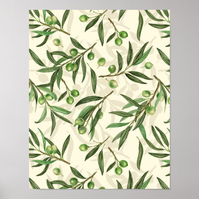 Olive branches watercolor poster (Front)