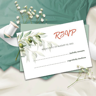 Olive Branches Watercolor Rustic Wedding RSVP Card