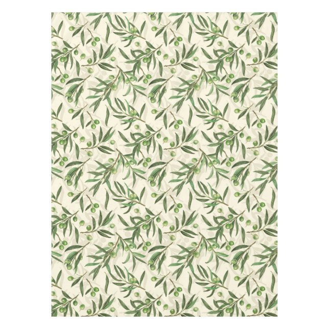 Olive branches watercolor tablecloth (Front)