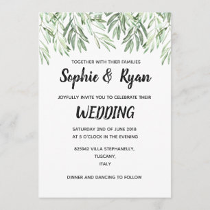Olive branches wedding invitation