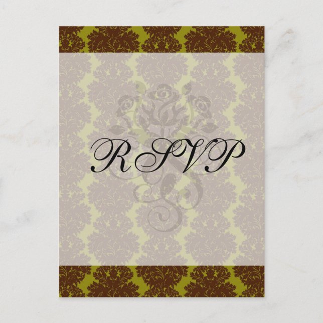 olive brown formal damask postcard (Front)
