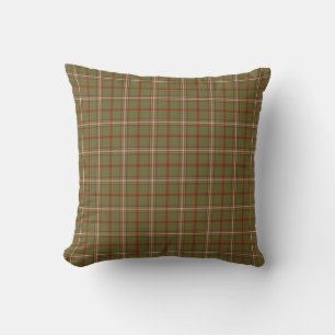 Olive Burgundy White Plaid Classic Throw Pillow