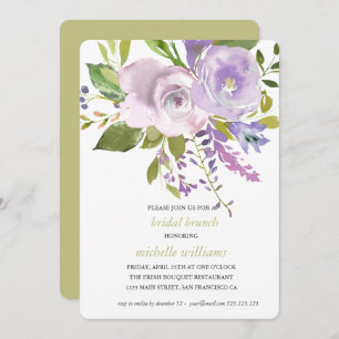 Olive Chic Lavender Floral Wedding Bridal Brunch Invitation