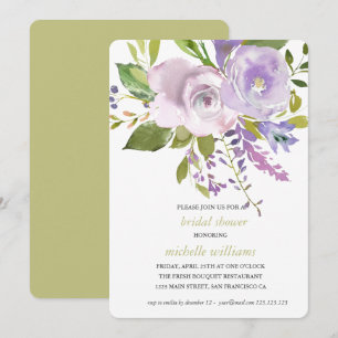 Olive   Chic Lavender Floral Wedding Bridal Shower Invitation