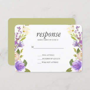 Olive Chic Lavender Floral Wedding Rsvp response Invitation