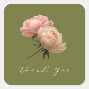 Olive   Chic Rose Wedding Thank you Square Sticker