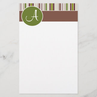 Olive Circle w/ Stripes "Monogram A" Stationery