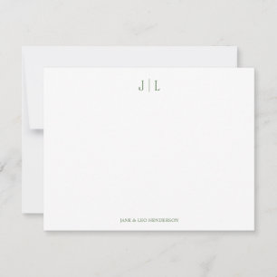Olive Classic Custom Monogram Couple Wedding Card