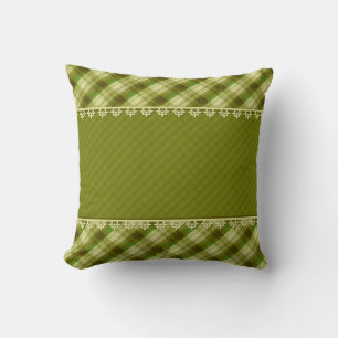 Olive colour patchwork, olive plaid, green patchwo cushion