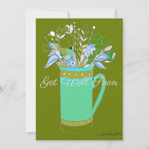 Olive Colourful Get Well Flowers In A Mug Card