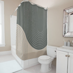 Olive Cream Minimalist Design Shower Curtain