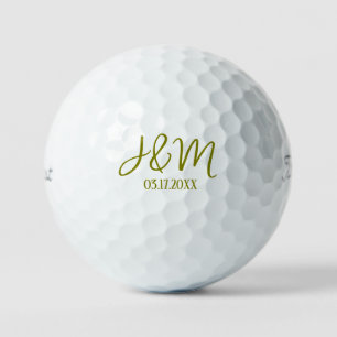 Olive Custom Wedding Favors Couple's Initials Date Golf Balls