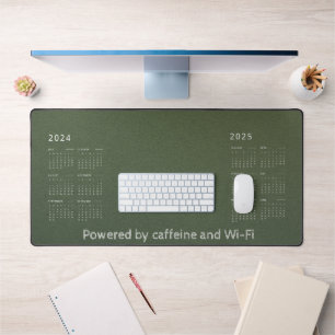 Olive Customisable Desk Mat with Mid-Year Calendar