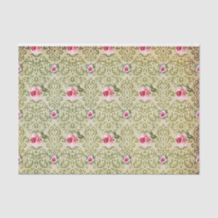 Olive Damask & Roses Tissue Paper