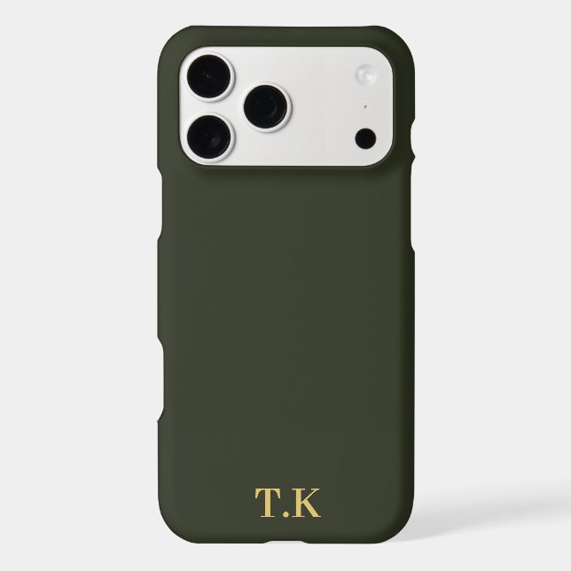 Olive Dark iPhone Case Custom Initials (Back)