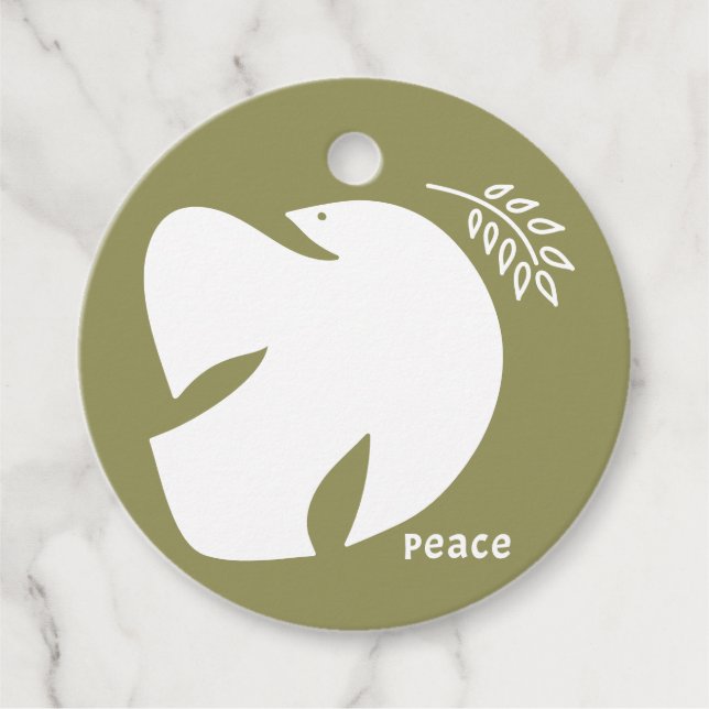 Olive Dove of Peace Favour Tags (Front)