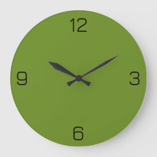 Olive Drab Green 6B8E23 Colour - Option to Add Nam Large Clock