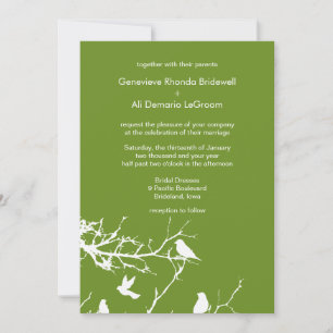 Olive Drab Love Birds Wedding Customisable Invitation