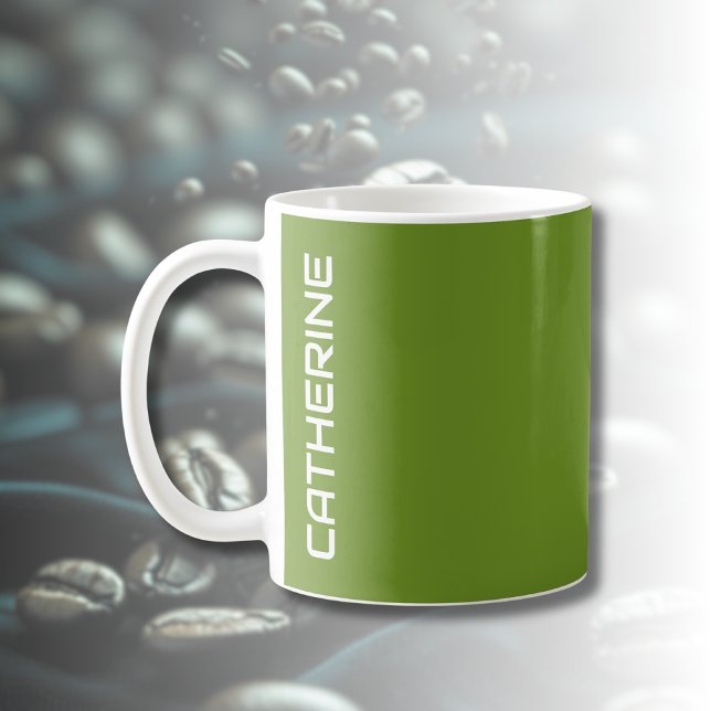 Olive Drab Solid Colour Personalised  Coffee Mug (Creator Uploaded)