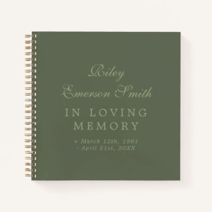 Olive Elegant Name In Loving Memory Guest Book