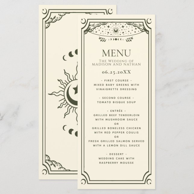 Olive Elegant Tarot Card Wedding (Front/Back)
