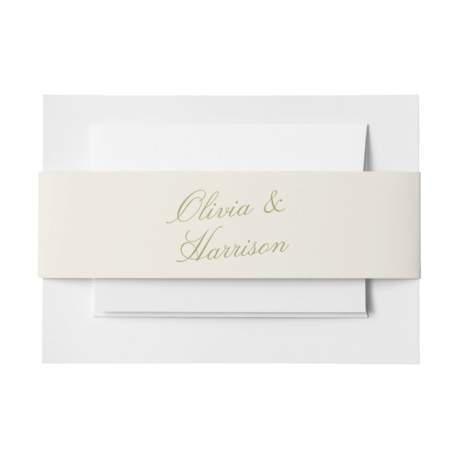 Olive Estate Calligraphy Wedding Invitation Belly Band (Front Example)