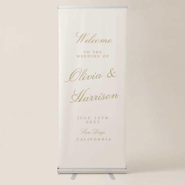 Olive Estate Wedding Retractable Banner (Front)