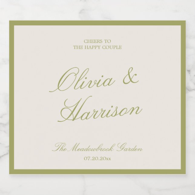 Olive Estate Wedding Sparkling Wine Label (Single Label)