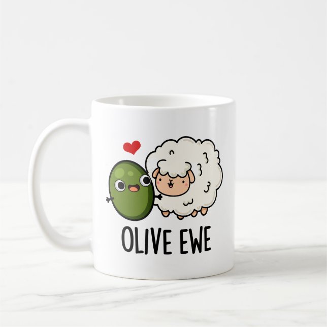 Olive Ewe Funny Love Pun  Coffee Mug (Left)
