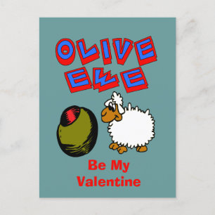 Olive Ewe, I Love You Cartoon Valentine Postcard