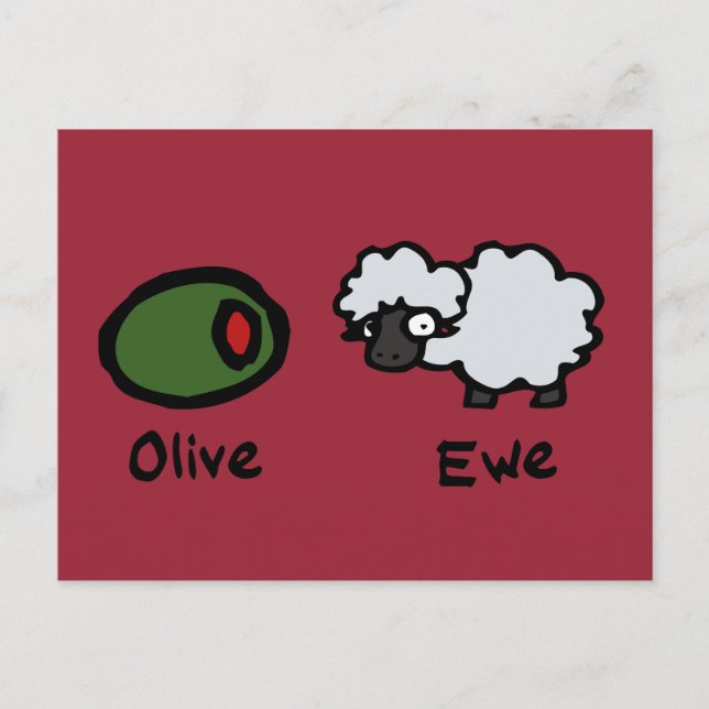 Olive Ewe (I Love You) Postcard (Front)