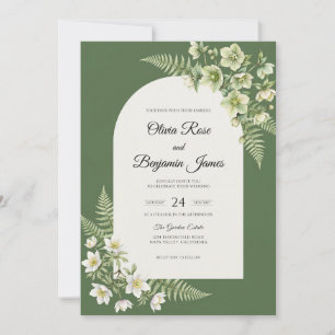 Olive Fern Leaf Wedding Invitation