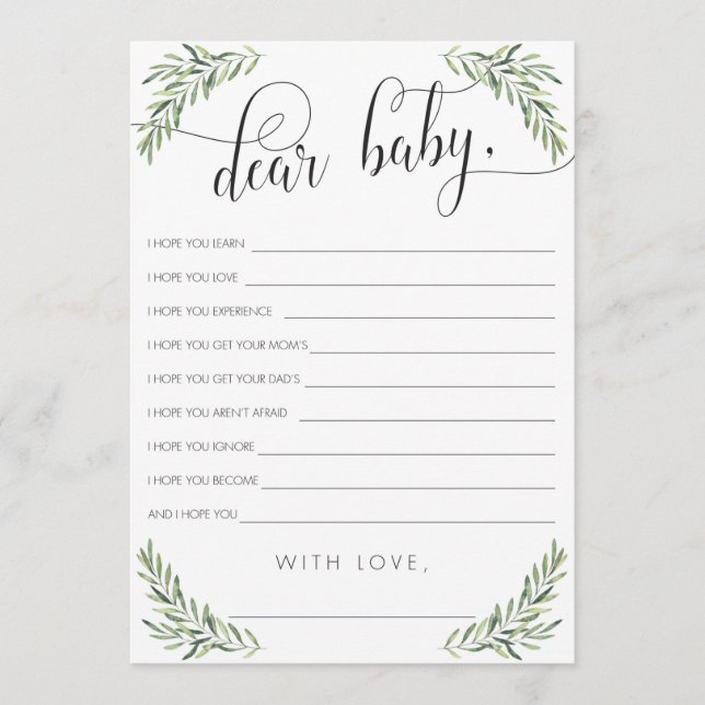 Olive Foliage Baby Wishes Card (Front)