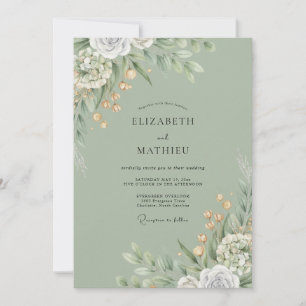 Olive Foliage Dusty Eucalyptus Wedding Invitation