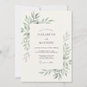Olive Foliage Eucalyptus Wedding Invitation