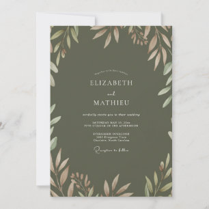 Olive Foliage Grey Eucalyptus Wedding Invitation