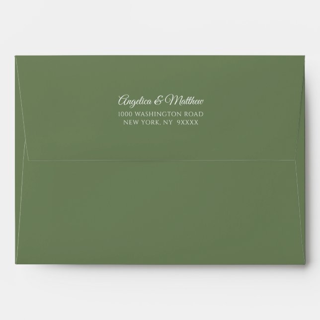 Olive Forest Green Colour Wedding Envelope (Back (Top Flap))