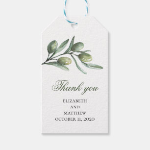 Olive gift tags. Green thank you. Italian wedding Tags