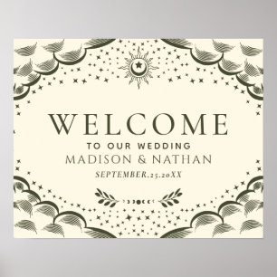 Olive Gothic Tarot Card Wedding Welcome Sign
