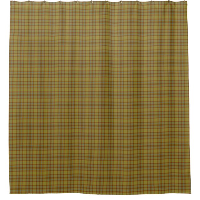 Olive Gray Brown Tartan Plaid Rustic Shower Curtain (Front)