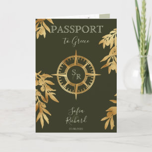 Olive Greece Destination Wedding Passport QR Code Invitation