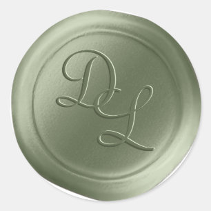 Olive Green 2 Letter Monogram Wax Seal Stickers