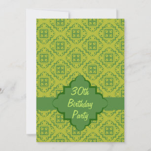 Olive Green 30th Birthday Arabesque Design Invite