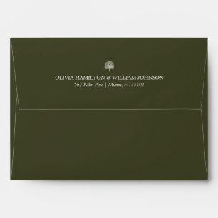 Olive Green 5x7 Minimalist Wedding Envelope