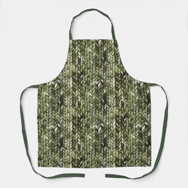 Olive Green Abstract  Apron (Front)