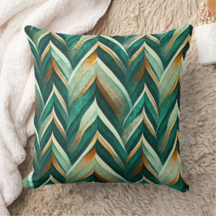 Olive Green Abstract Geometric Nature Pattern Cushion
